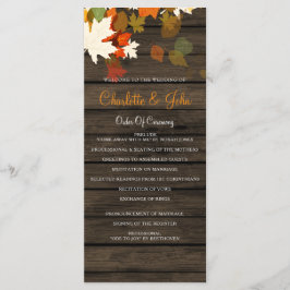 Schuur Hout Rustieke Herfst Bruiloft programma's