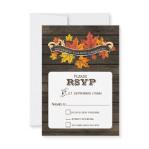 Schuur hout Rustieke herfst bruiloft rsvp 3,5 x 5