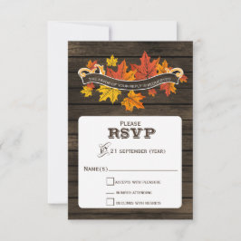 Schuur hout Rustieke herfst bruiloft rsvp 3,5 x 5 Kaartje