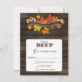 Schuur hout rustieke herfst bruiloft rsvp kaartje