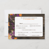 Schuur hout Rustieke pruim bladeren herfst bruilof RSVP Kaartje (Voorkant)