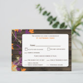 Schuur hout Rustieke pruim bladeren herfst bruilof RSVP Kaartje (Staand voorkant)