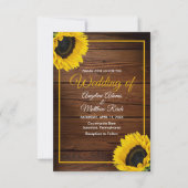 Schuur Hout + Rustieke Zonnebloem Huwelijk Kaart (Voorkant)