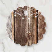 Schuur Hout & String Lights Rustieke Country Weddi Bedankjes Labels (Voorkant)