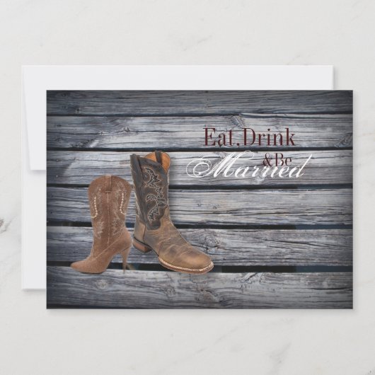 Schuur Hout Western Cowboy bruiloft repetitie Dine Kaart (Achterkant)