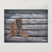 Schuur Hout Western Cowboy trouwtafel nummers Briefkaart (Achterkant)
