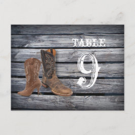 Schuur Hout Western Cowboy trouwtafel nummers Briefkaart