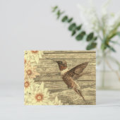 Schuur hout witte daisy franse land kolibrie briefkaart (Staand voorkant)