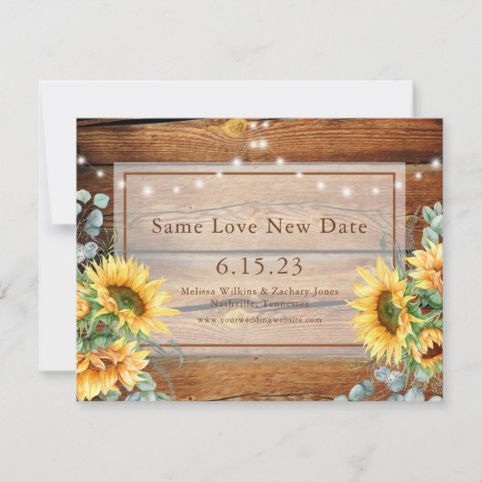 Schuur Hout Zonnebloem Foto Wijzig de datum Save T Save The Date (Voorkant)