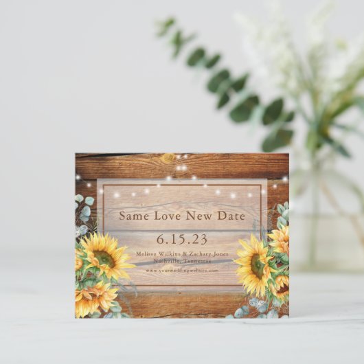 Schuur Hout Zonnebloem Foto Wijzig de datum Save T Save The Date (Staand voorkant)