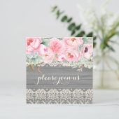 Schuur Houten Kant Pioenrozen Anemonen Waterverf Kaart (Staand voorkant)