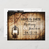  Schuur Houten Lantaarn Rustiek Save the Date Aankondigingskaart (Voorkant / Achterkant)