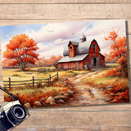 Schuur in Herfst 1 Decoupage papier