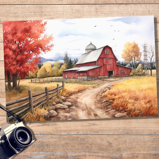 Schuur in Herfst 2 Decoupage papier
