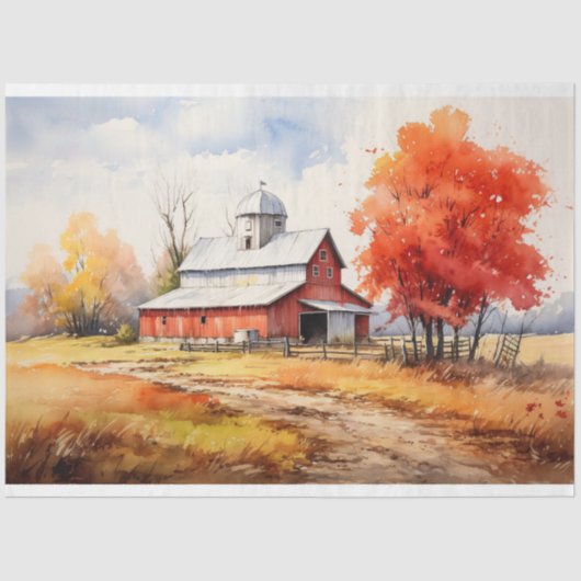 Schuur in Herfst 3 Decoupage papier (Voorkant)