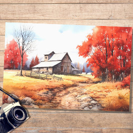 Schuur in Herfst 4 Decoupage papier