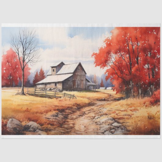 Schuur in Herfst 4 Decoupage papier (Voorkant)