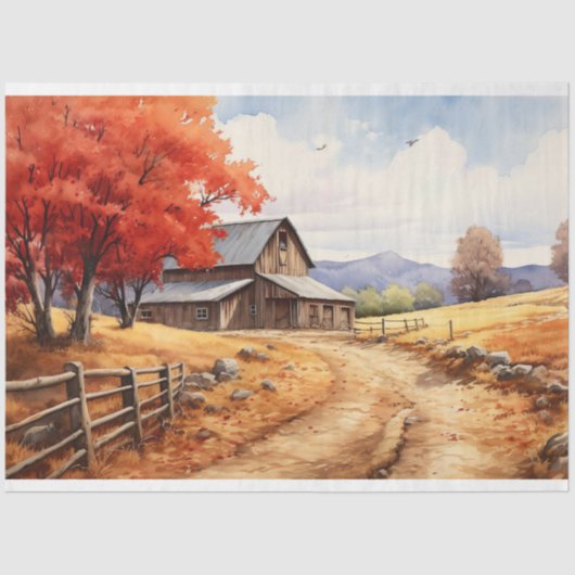 Schuur in Herfst 5 Decoupage papier (Voorkant)