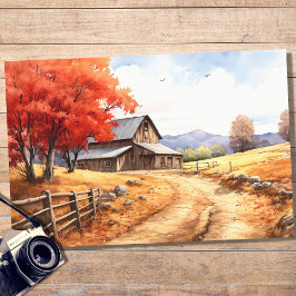 Schuur in Herfst 5 Decoupage papier