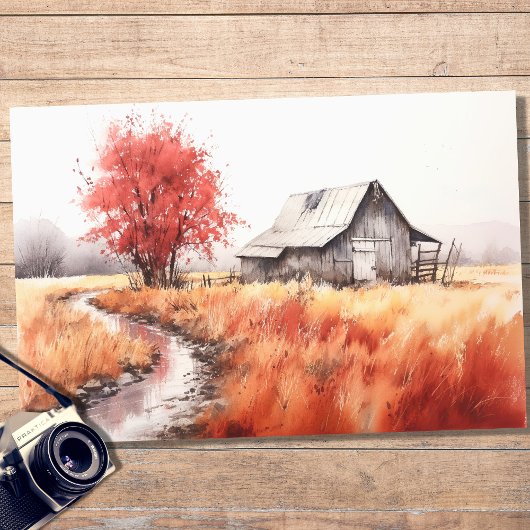 Schuur in Herfst 6 Decoupage papier