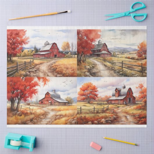 Schuur in Herfst Collage 2 Decoupage papier (Craft)