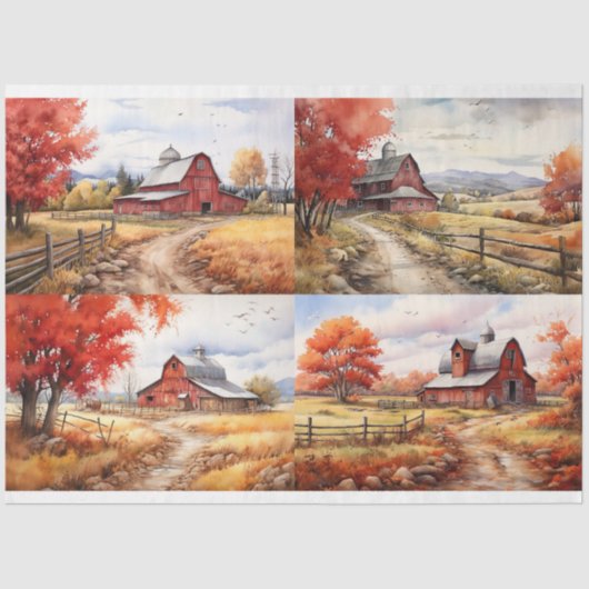 Schuur in Herfst Collage 2 Decoupage papier (Voorkant)