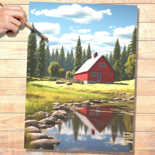 Schuur in het voorjaar 1 Decoupage Paper Tissuepapier