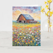 Schuur in wilde bloemen denken aan jou kaart (Gele Bloem)