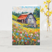 Schuur in wilde bloemen denken aan jou kaart (Gele Bloem)