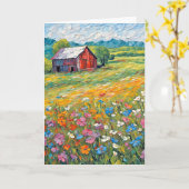 Schuur in Wildflower Field Kaart (Gele Bloem)