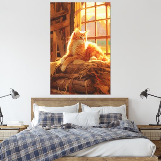 Schuur kat charme,  kunst canvas afdruk (Insitu (Slaapkamer))