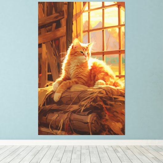 Schuur kat charme,  kunst canvas afdruk (Insitu (Houten vloer))