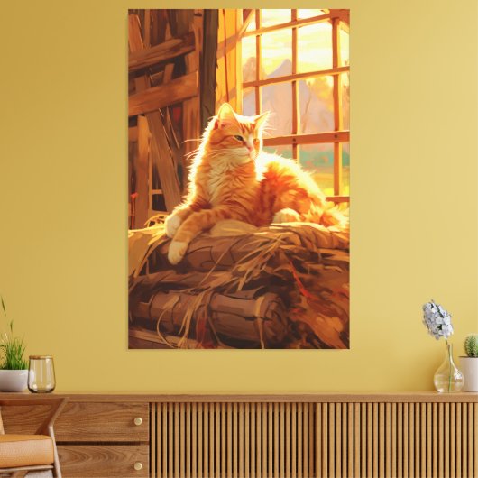 Schuur kat charme,  kunst canvas afdruk (Insitu (Woonkamer))