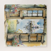 Schuur Kroonluchter en Boerderij Uitzicht Bloemen  Legpuzzel (Horizontaal)