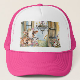 Schuur Kroonluchter met Koeien en Bloemen Trucker Pet