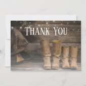 Schuur & laarzen Rustieke Cowboy Westerne bruiloft Bedankkaart (Voorkant)