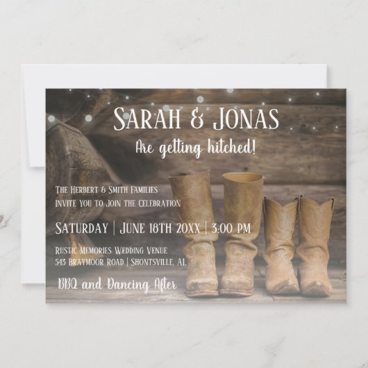 Schuur & laarzen Rustieke Cowboy Westerne bruiloft Kaart (Voorkant)