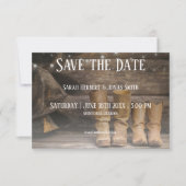 Schuur & laarzen Rustieke Cowboy Westerne bruiloft Save The Date (Voorkant)