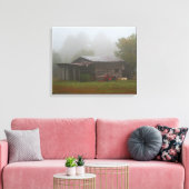 Schuur met rode tractor canvas afdruk (Insitu (Woonkamer))