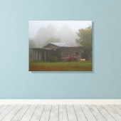 Schuur met rode tractor canvas afdruk (Insitu (Houten vloer))