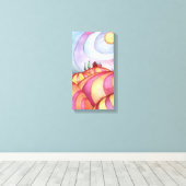 Schuur op het schilderij van de Waterverf Hills op Canvas Afdruk (Insitu (Houten vloer))