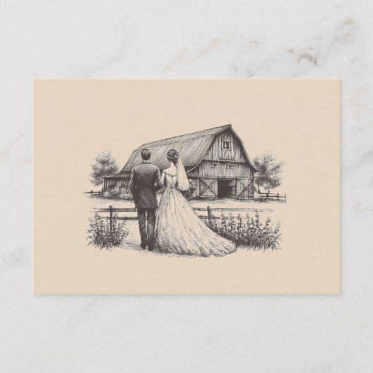 Schuur Paar Bruiloft Informatiekaartje (Achterkant)