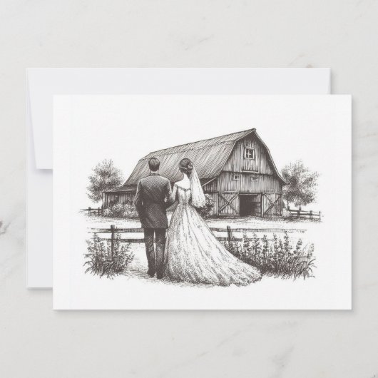 Schuur Paar Save the Date Kaart (Achterkant)