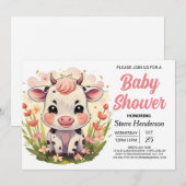 Schuur Printable Pastel Koe Baby shower Kaart (Voorkant / Achterkant)