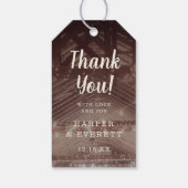 Schuur Rafters met String Lights Bruiloft Dank u Cadeaulabel (Achterkant)