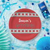 Schuur Rood en Blauwgroen Papieren Bordje (Feest)