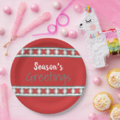 Schuur Rood en Blauwgroen Papieren Bordje (Feest)