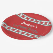 Schuur Rood en Blauwgroen Papieren Bordje (Gekanteld)