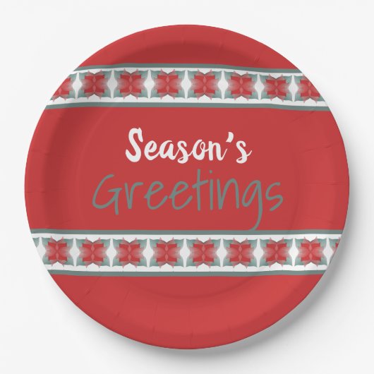 Schuur Rood en Blauwgroen Papieren Bordje (Voorkant)