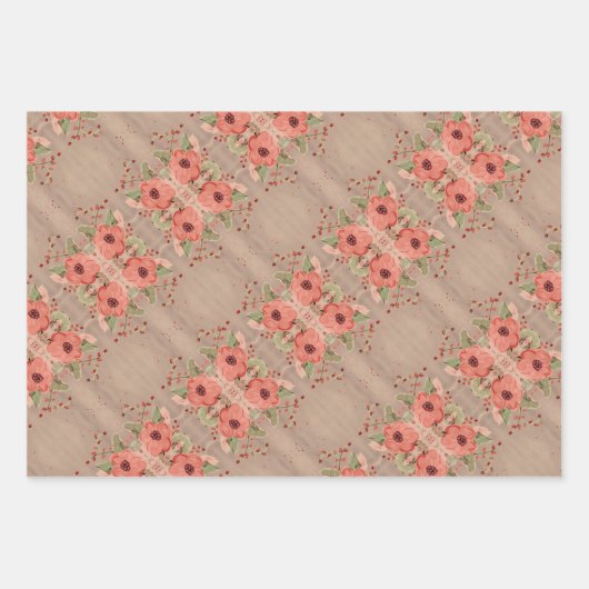 Schuur Rood en koraal Gift Wrap Inpakpapier Vel (Voorkant)